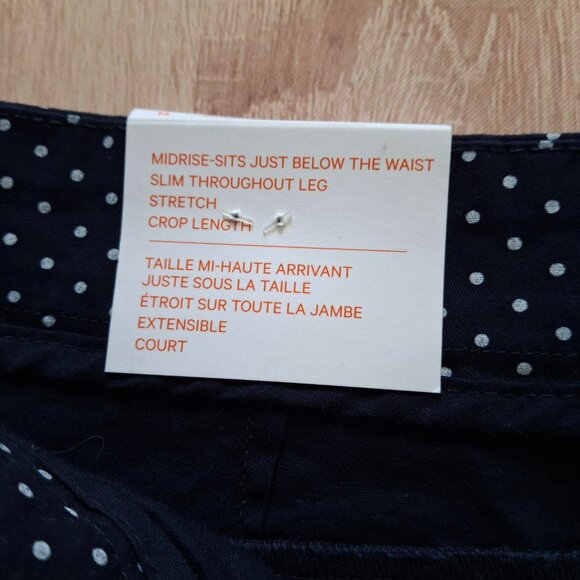 Polka Dot Midrise Slim Chino Sz 14 Comfy Stretch Cotton New W Tags Joe Fresh - Picture 12 of 13